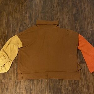 Men's Turtleneck Sweater - Brown, Orange, Tan